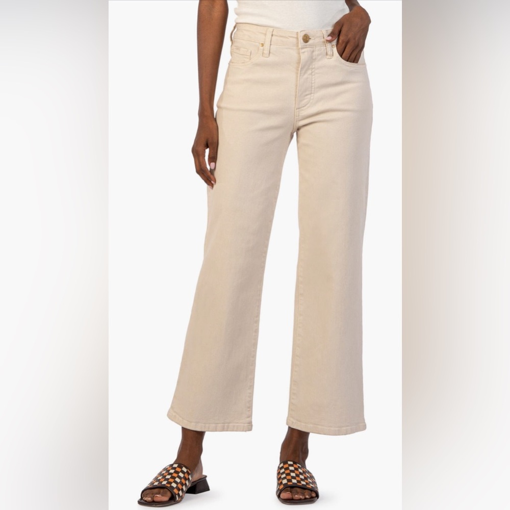 Kut from the Kloth Meg Fab Ab Cream Wide-Leg Jeans